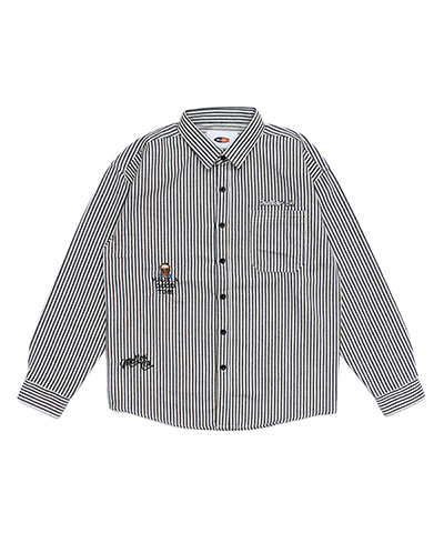 HICKORY STRIPE SHIRTS -ホワイト/ブラック-