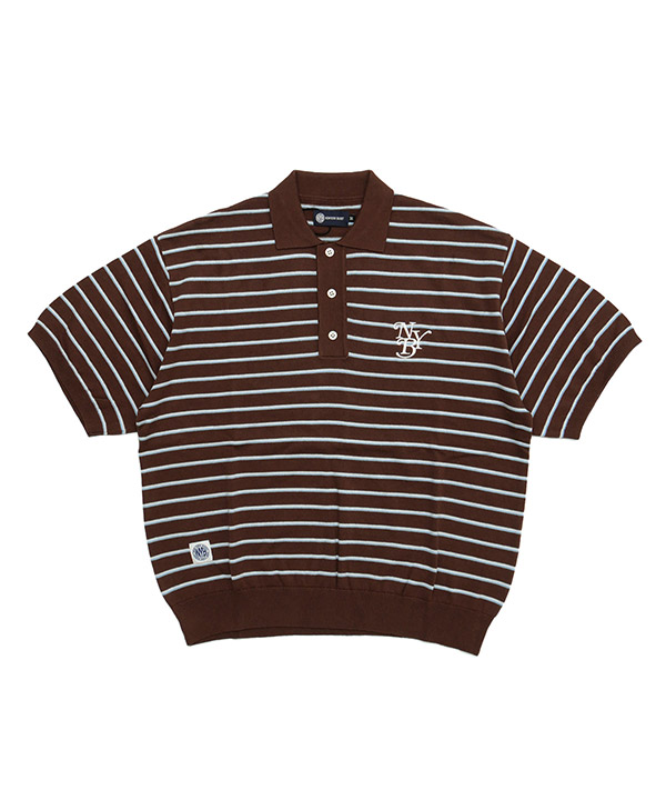 BORDER KNIT POLO(ブラウン)