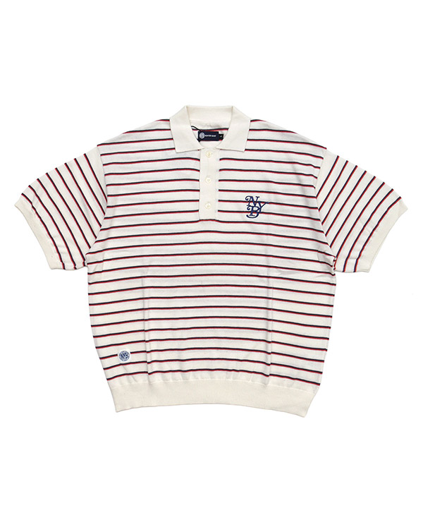 BORDER KNIT POLO(ホワイト)
