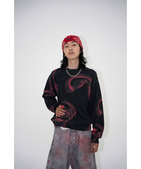 PRINTED CREW KNIT