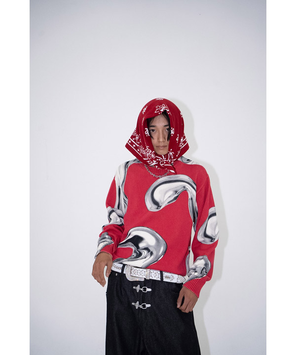 PRINTED CREW KNIT