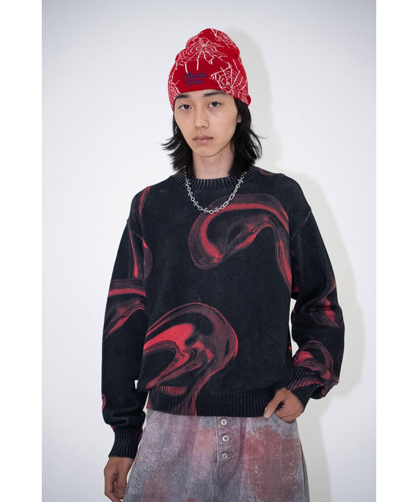 PRINTED CREW KNIT
