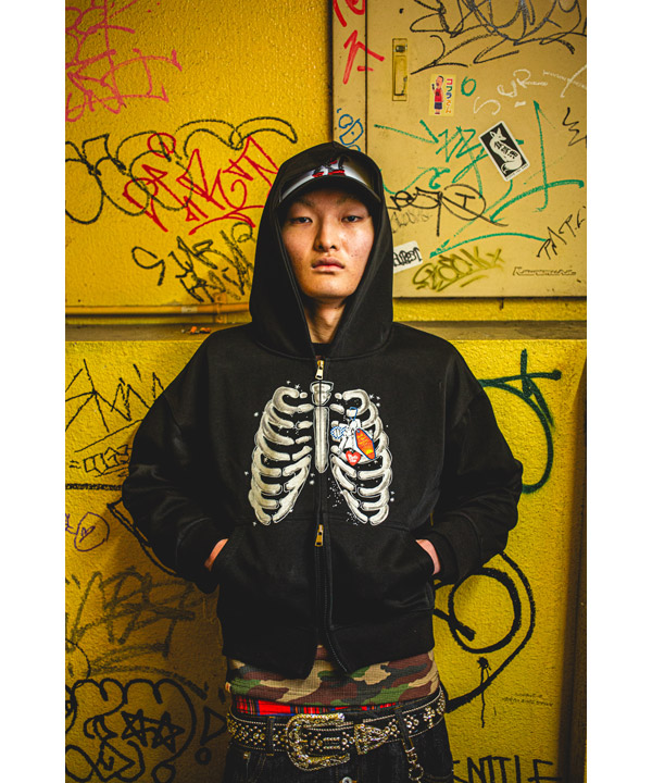 BONE ZIP HOODIE