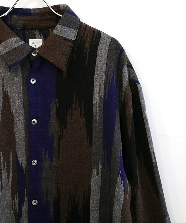 DOUBLE GAUZE NATIVE STRIPE L/S SH