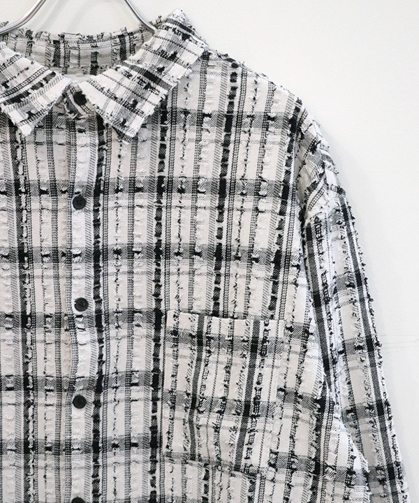 TWEEDY CHECK L/S SH -ホワイト-