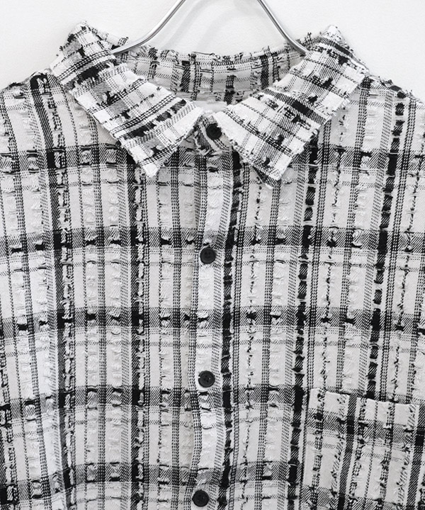 TWEEDY CHECK L/S SH -ホワイト-