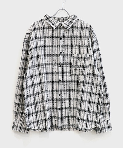 TWEEDY CHECK L/S SH -ホワイト-
