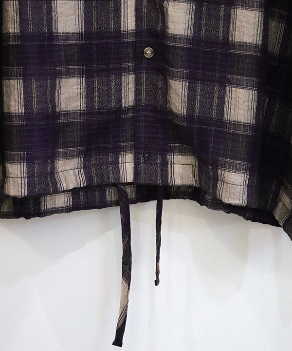 SHEER CHECK HOODED SHIRT