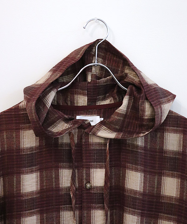 SHEER CHECK HOODED SHIRT