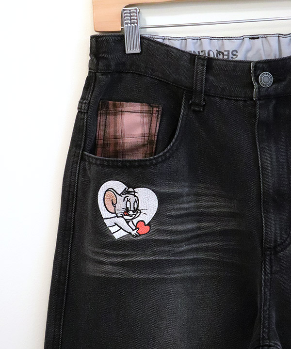 TJ PLAID DENIM PANTS