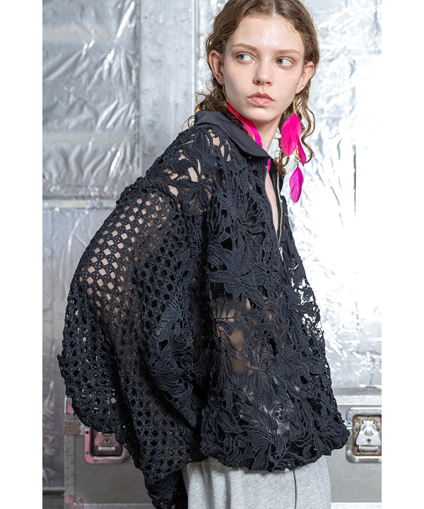 LACE BALLOON BLOUSON -ブラック-