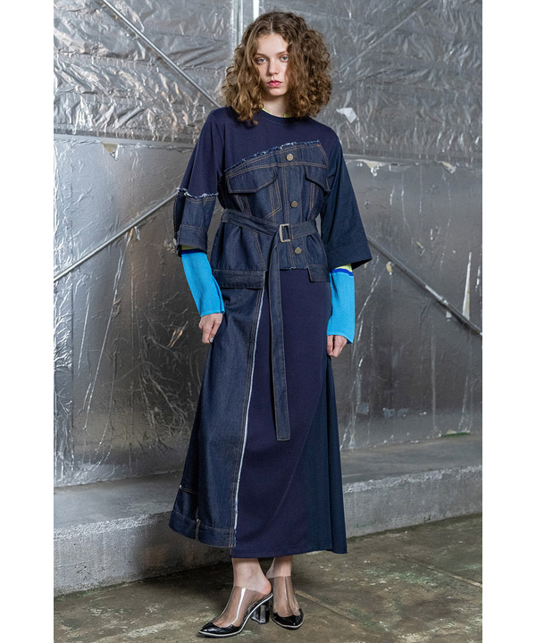 DENIM COMBINATION ONE PIECE