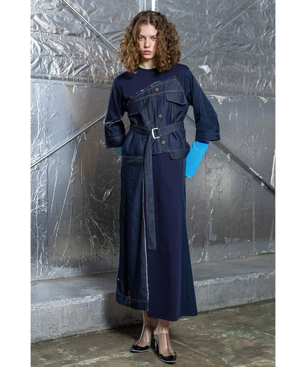 DENIM COMBINATION ONE PIECE