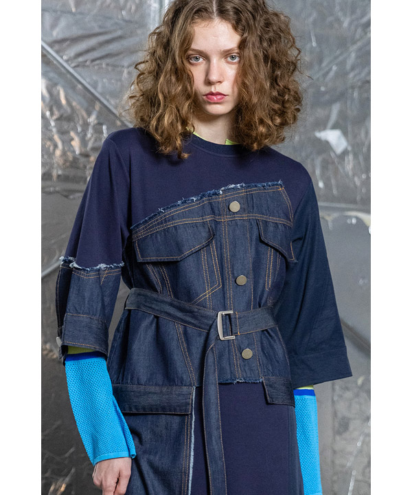 DENIM COMBINATION ONE PIECE
