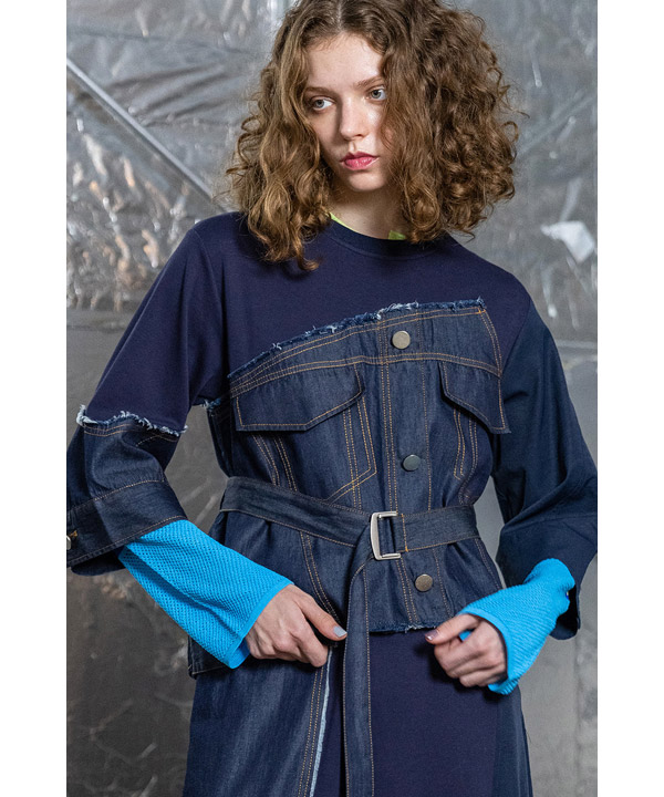 DENIM COMBINATION ONE PIECE