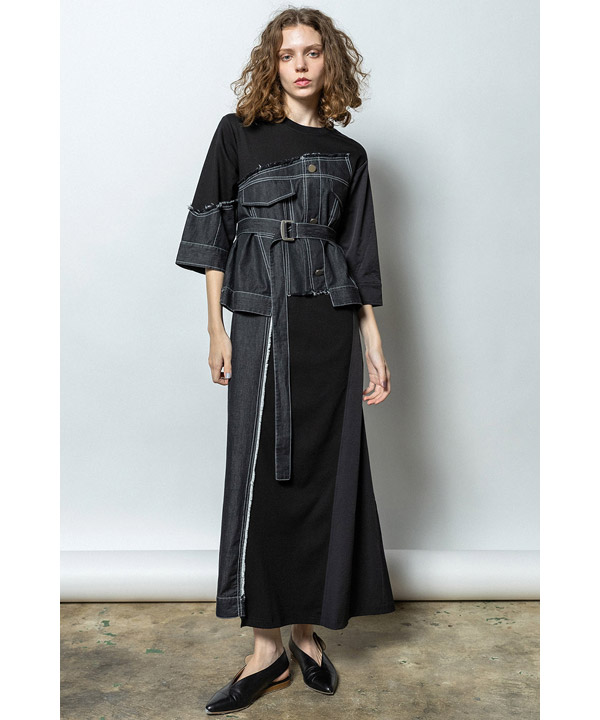 DENIM COMBINATION ONE PIECE