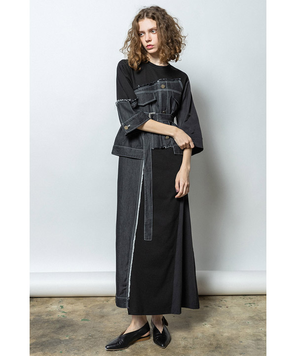 DENIM COMBINATION ONE PIECE