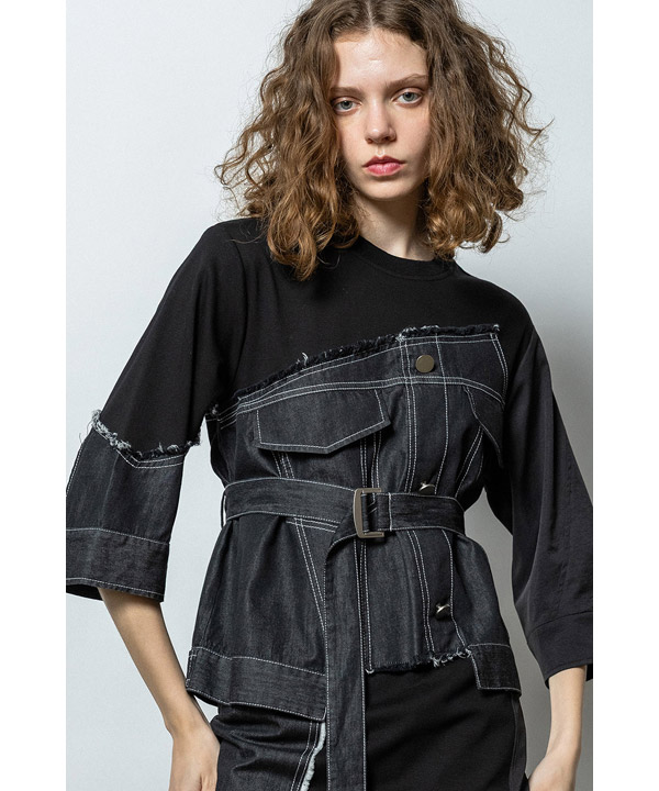 DENIM COMBINATION ONE PIECE