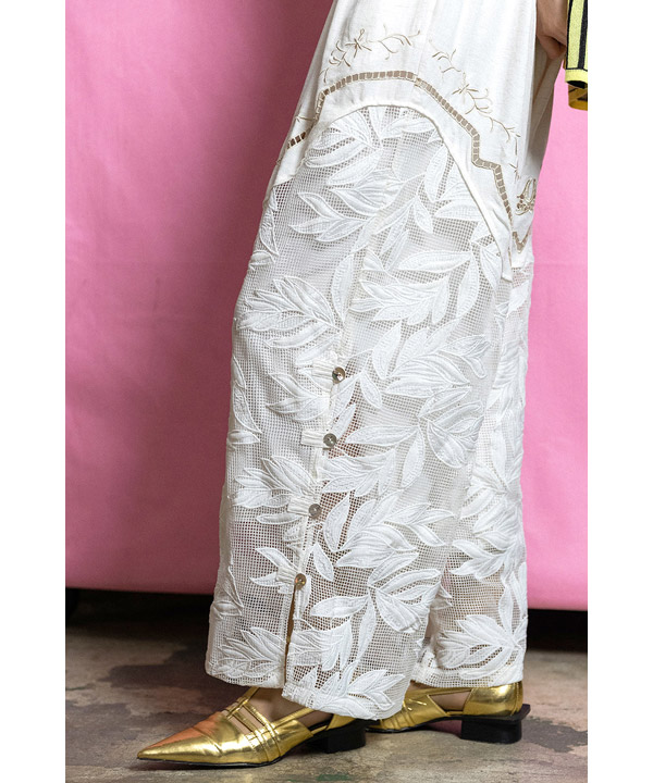 CUTWORK EMBROIDERED PANTS