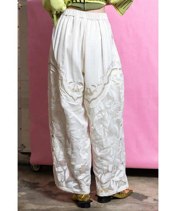 CUTWORK EMBROIDERED PANTS