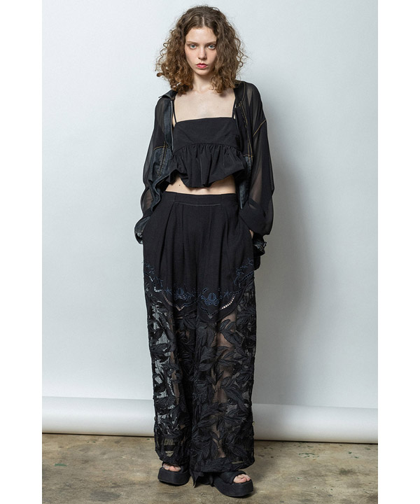 CUTWORK EMBROIDERED PANTS