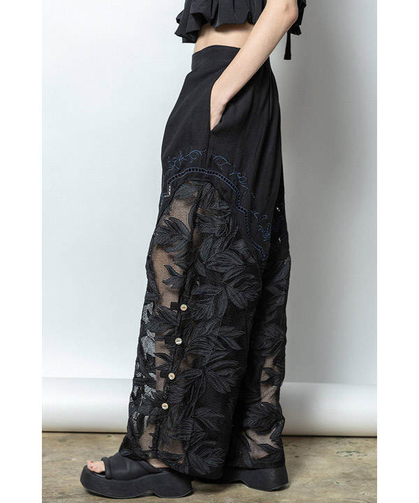 CUTWORK EMBROIDERED PANTS