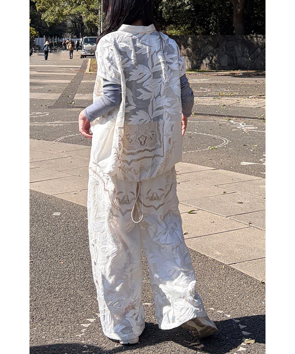 CUTWORK EMBROIDERED PANTS