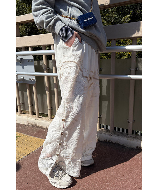 CUTWORK EMBROIDERED PANTS