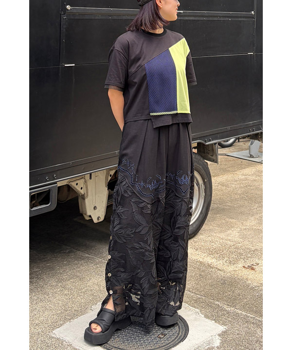 CUTWORK EMBROIDERED PANTS