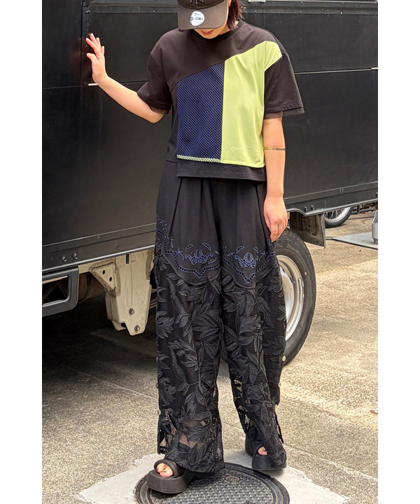 CUTWORK EMBROIDERED PANTS