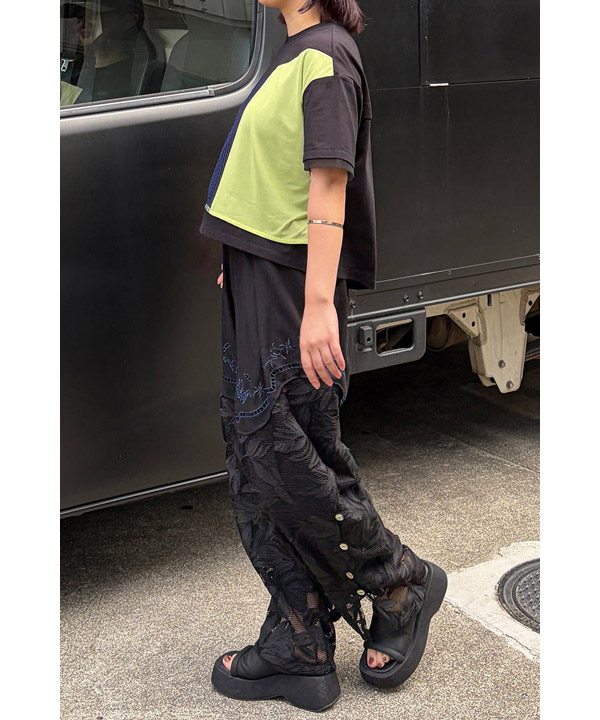 CUTWORK EMBROIDERED PANTS