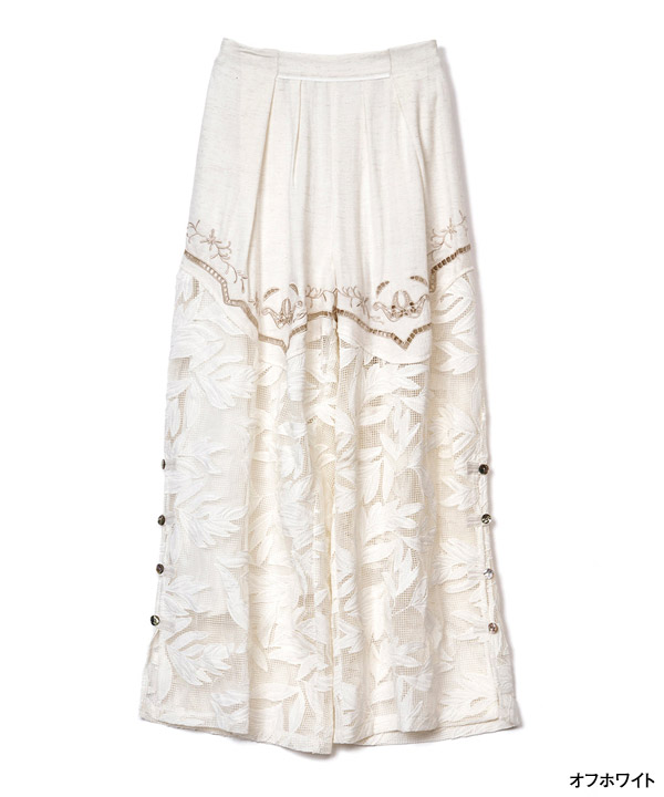 CUTWORK EMBROIDERED PANTS