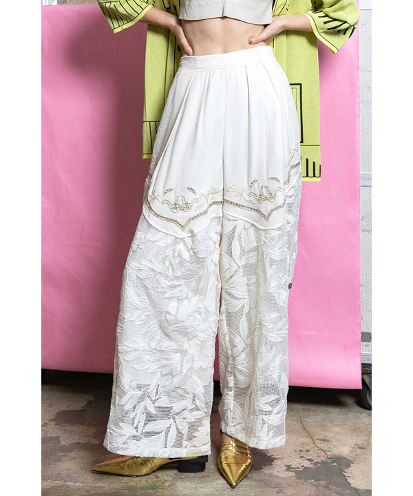 CUTWORK EMBROIDERED PANTS