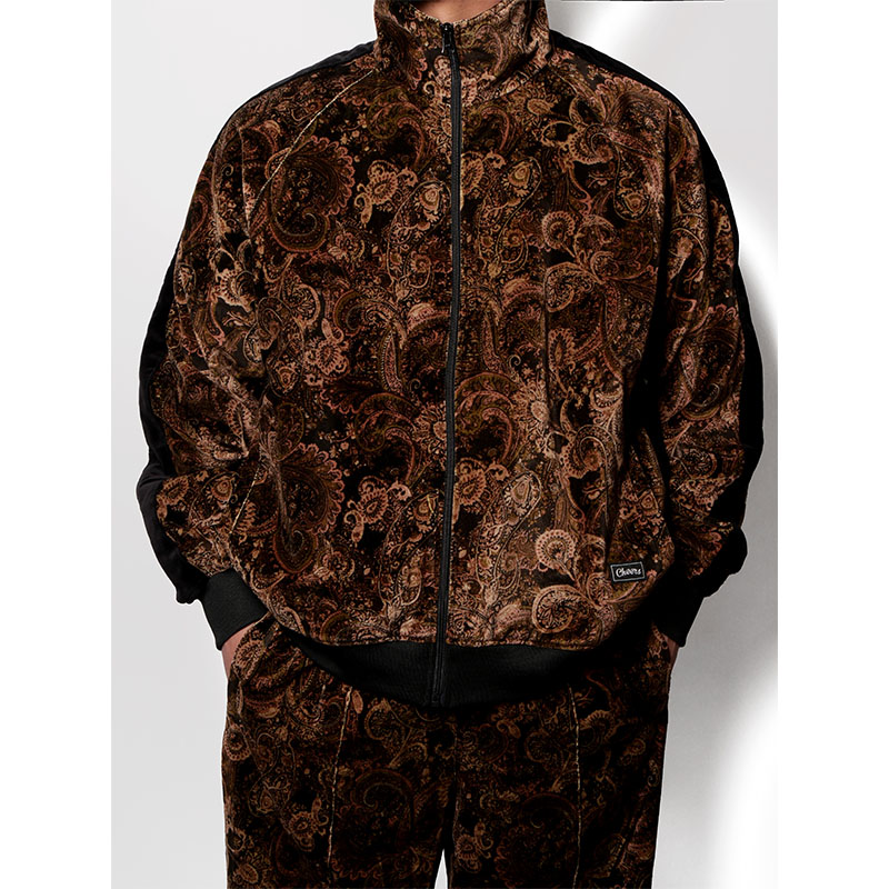 PAISLEY VELOUR TRACK JACKET -BROWN-