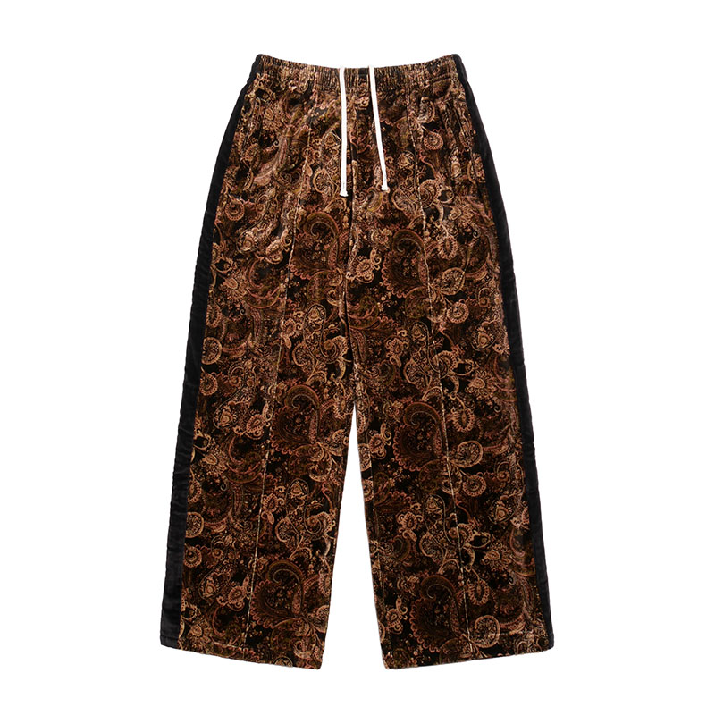 PAISLEY VELOUR TRACK PANTS -BROWN-