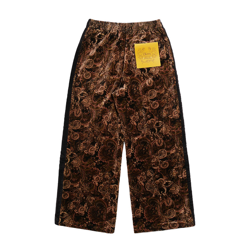 PAISLEY VELOUR TRACK PANTS -BROWN-