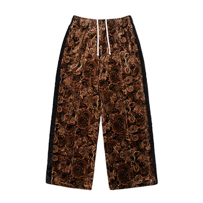 PAISLEY VELOUR TRACK PANTS -BROWN-