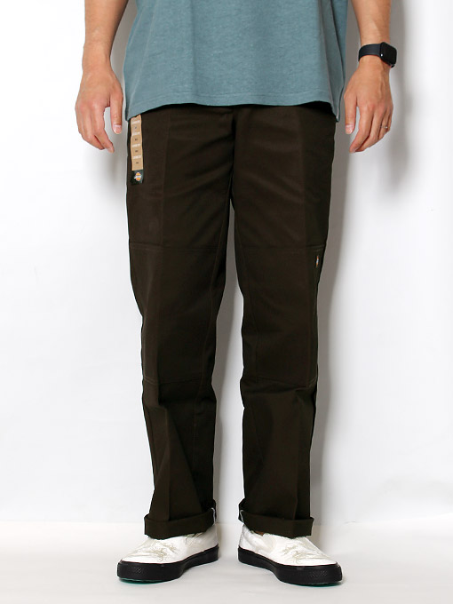 DOUBLE KNEE STRAIGHT PANTS -BROWN-