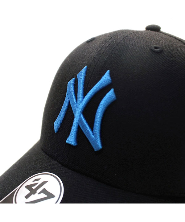 Yankees Snapback ’47 MVP Black x Neon Blue Logo -BLACK/BLUE-