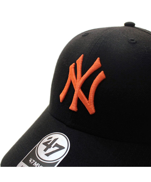 Yankees Snapback ’47 MVP Black x Neon Orange Logo -BLACK/ORANGE-