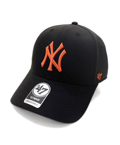 Yankees Snapback ’47 MVP Black x Neon Orange Logo -BLACK/ORANGE-