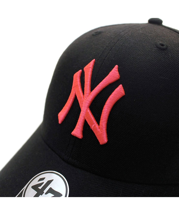 Yankees Snapback ’47 MVP Black x Neon Pink Logo -BLACK/PINK-