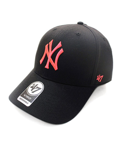 Yankees Snapback ’47 MVP Black x Neon Pink Logo -BLACK/PINK-